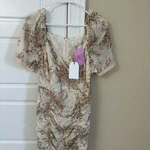 Free the Roses Floral Midi Dress - Cream and Pink - NWT -Boutique